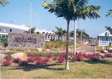 Entrance of the Terrance B. Lettsome International Airport with Caribbean Basin Enterprises