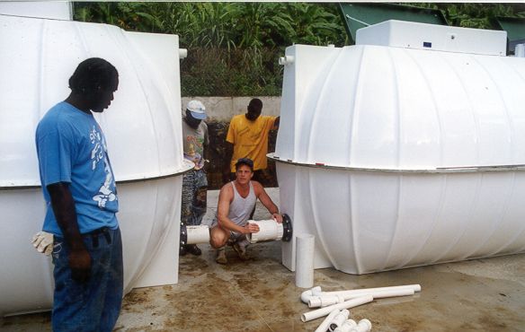 Men at work in Cane Garden Bay BVI with Caribbean Basin Enterprises